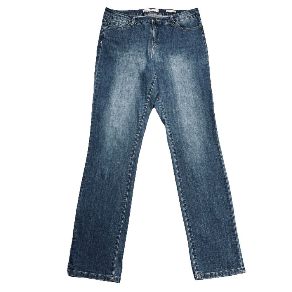 Anne Klein Slim Straight Jeans 10 Blue Denim Stretch Womens Measures 32 x 31.5